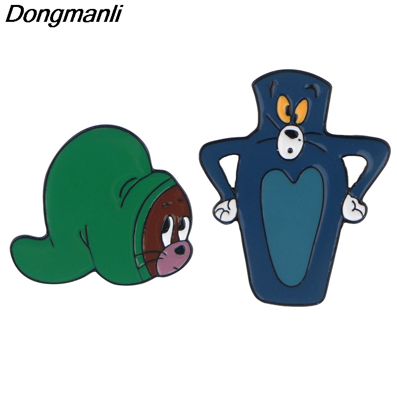 

P5092 Dongmanli Cute Cat Enamel Pins Brooch Badge Women Lapel Backpack Bags Anime Jewelry Gifts