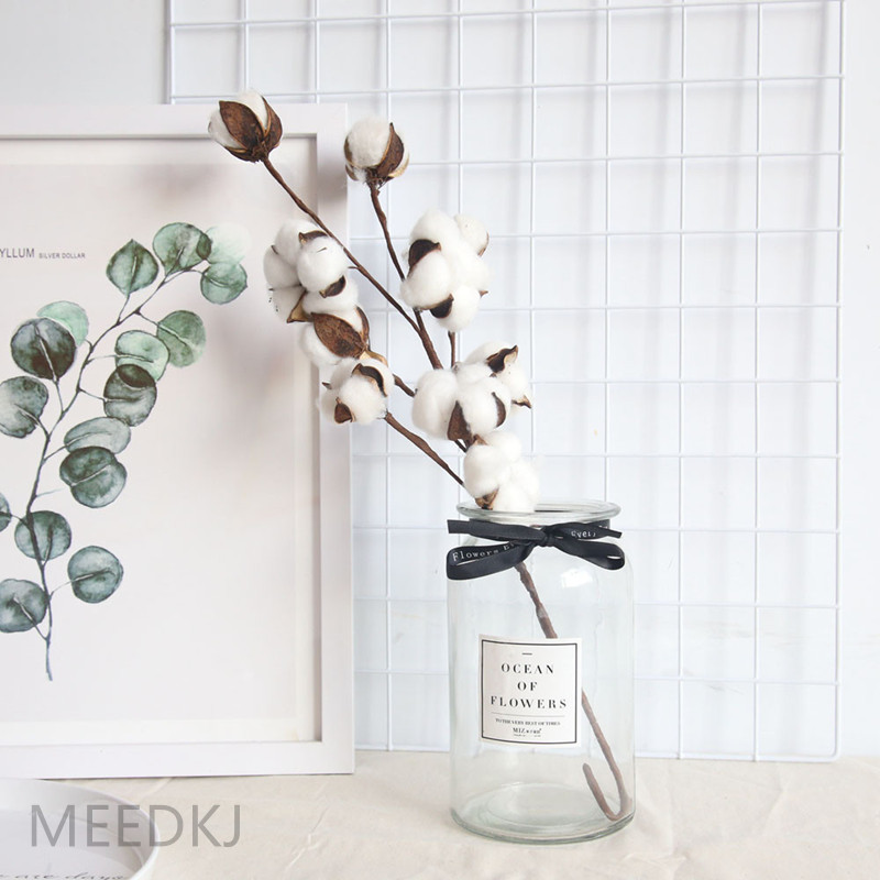

10 kapok branches artificial flowers natural dried cotton cotton home living room decoration dried flowers, 1pcs