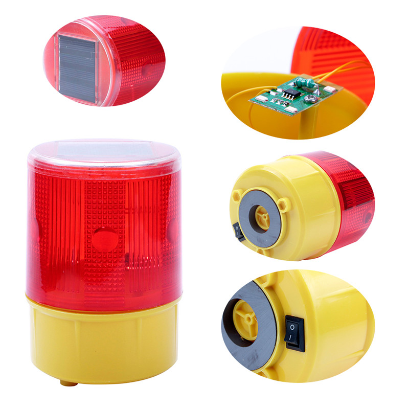 

Solar LED Warning Light Rotary Beacon Light Lamp Boat Signal Warming Flash Alarm Lamp For Traffic Road, As pic