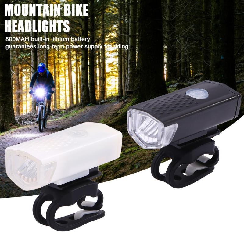 

800MAH Bike Headlight LED ABS Mountain Bike Headlight USB Rechargeable Super Bright Safety Night Riding