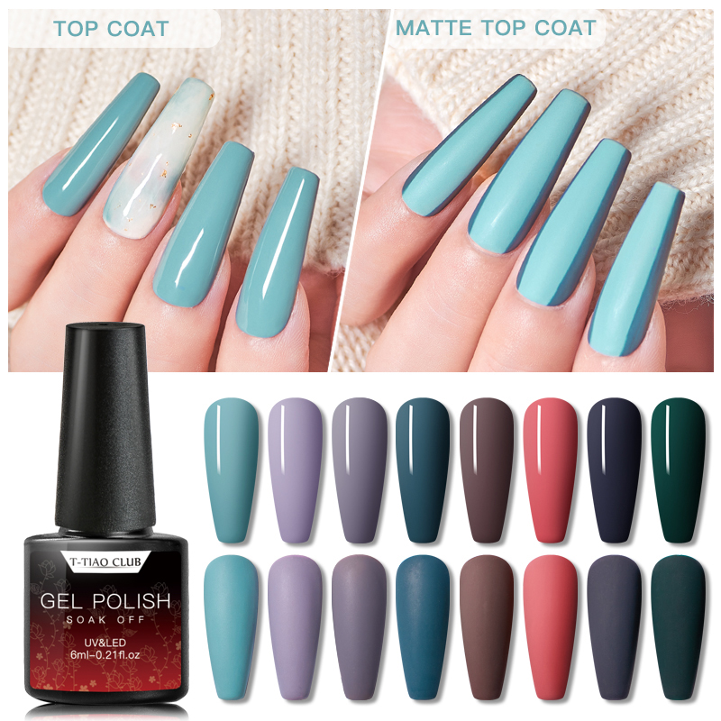 

T-TIAO CLUB 6ML Pure Nail Gel Polish Semi Permanent Matte Effect UV LED Gel Varnish Soak Off Nail Art Polish, Aas08470