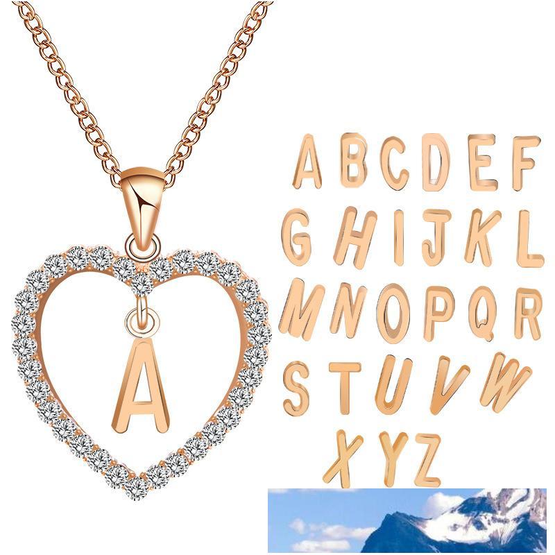 

A To Z 26 Letter Personalized Name Engrave Letter Discs Choker Jewelry Custom Long Chain Necklace Heart Pendant For Trendy Woman Gold Color, Silver