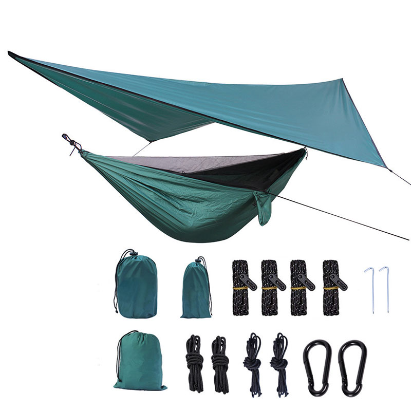

Camping Mesh Hammock Canopy Hanging Double Hammock with Mosquito Net and Rain Tarp Outdoor Portable Hammocks EDF88