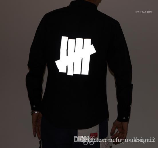 

Autumn Desinger Casual Shirts Lapel Neck Long Sleeve Solid Color Fshion Style Homme Clothing 3M Reflective Mens, White