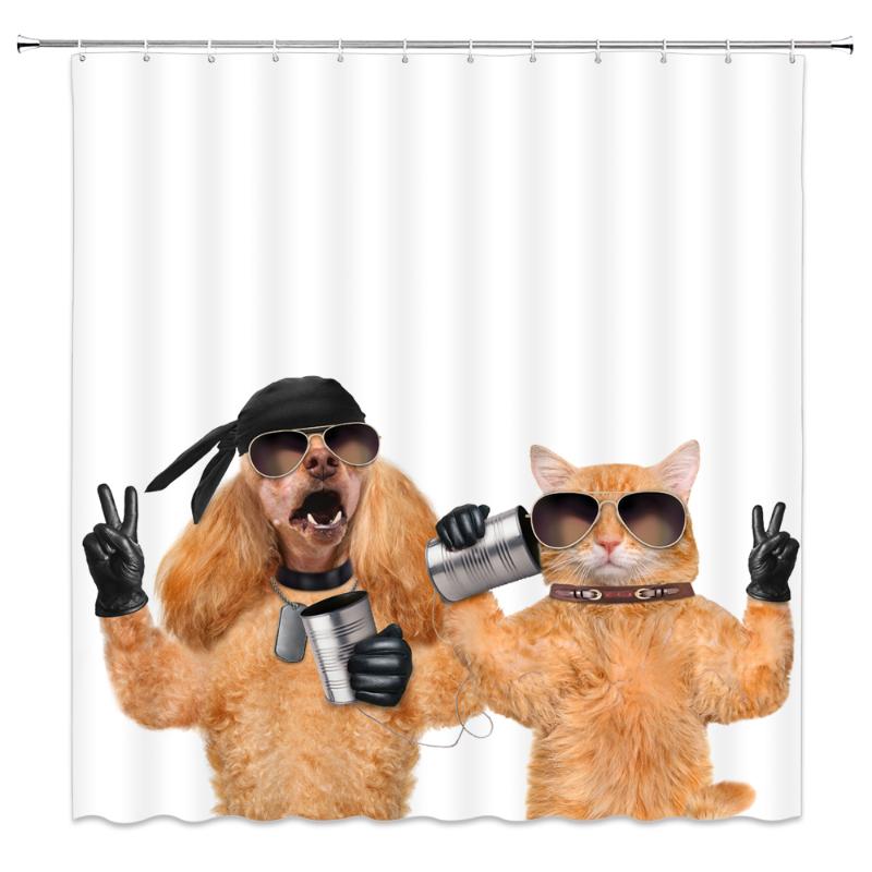 

Waterproof Polyester Fabric Shower Curtains Personality Funny Cute Pet Cat dog Curtain Bathroom Home Decor Bath Screen