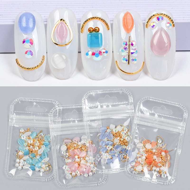 

1 Bag Nail Art Opals Crystal Gemstone Pearls Bead for DIY Nails Diamond Rhinestones Design 3D Nail Art Decoration Parts Manicure