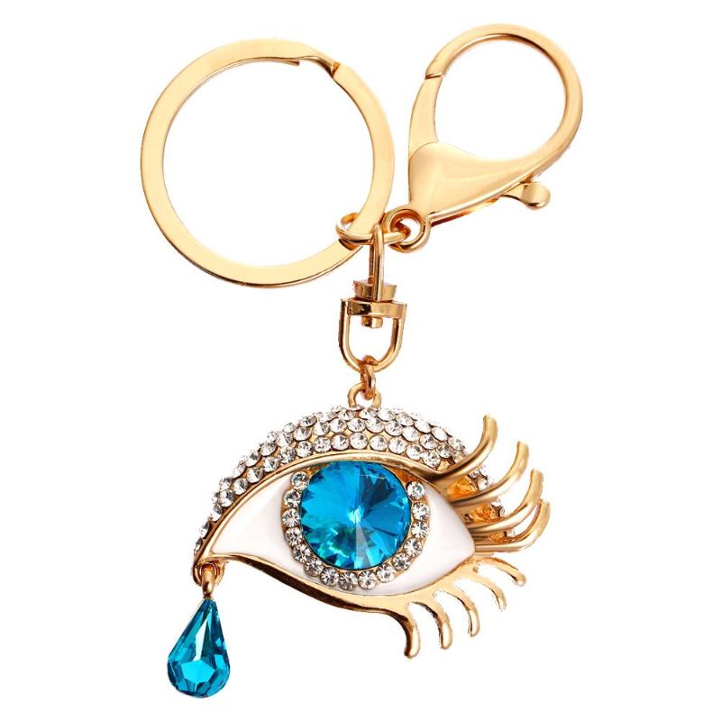 

New Tear Eye Rhinestone High Quality Gold Color Crystal Car Keychain Charm Pendant Key Ring For Women Jewelry Gifts