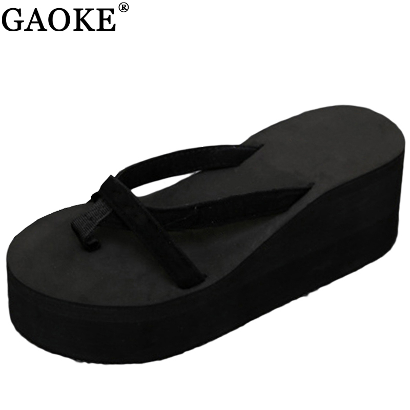 

2020 Summer Sandals Wedges Women Slip Flip Flops Beach Sandals Shoes Fashionable Casual Female Ladies Shoes, Black