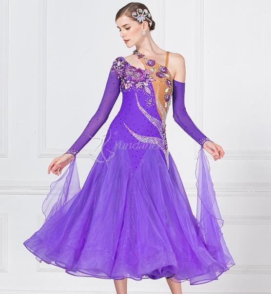 

ballroom dress woman purple ballroom dresses dance customize dress competition lycra, As pic