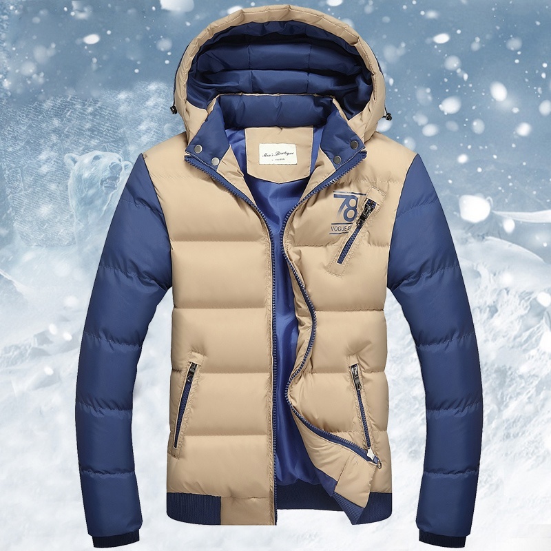 

Winter Men Hooded Jackets Cotton-padded Men Coat Thickening Male Winter Coat Quilted Outwear Plus Size M-3XL, White