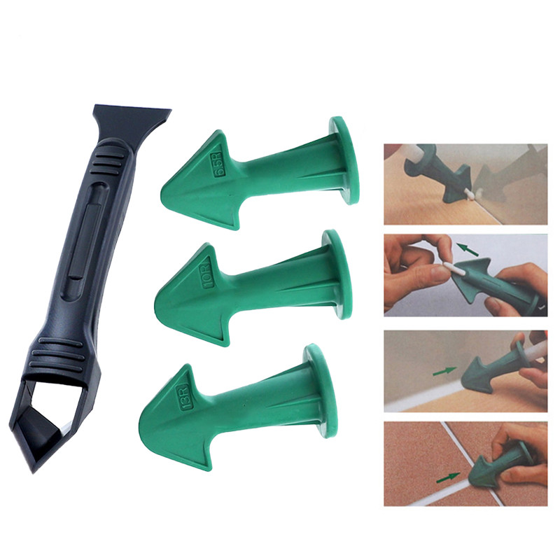 

4-piece Shovel Rubber Scraper Glass Beater Angle Scraper Beauty Sewing Tool Seam Corner Sealant Silicone Caulking Tools