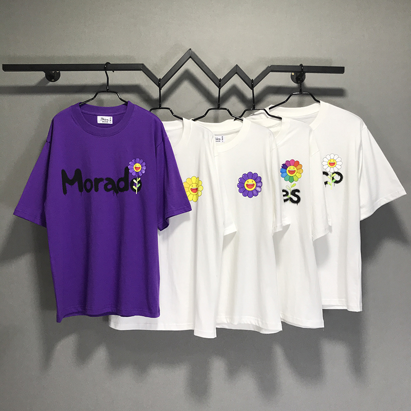 

Sun flower J Balvin Takashi Murakami T-Shirt Men Women Couple Tees Oversized 100% Cotton T Shirt Men, White;black