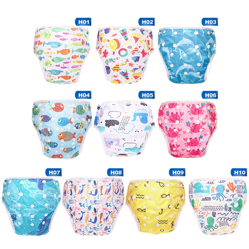 

Baby Swim Nappy Diaper Cover Cartoon Print Wimwear Cloth Nappies Swimming Trunks Pool Pants Infant Toddler Kids Panties, Bb7830h04