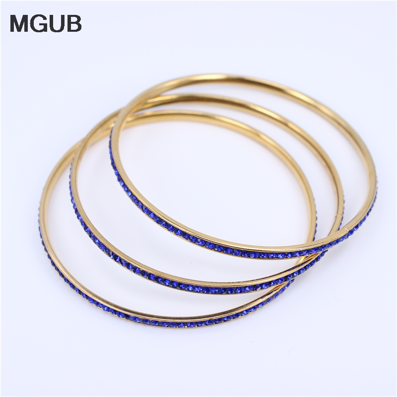 

Classic color all crystal stainless steel jewelry Bangles 3 circle 3 selection of exquisite handmade crystal Bangles LH236