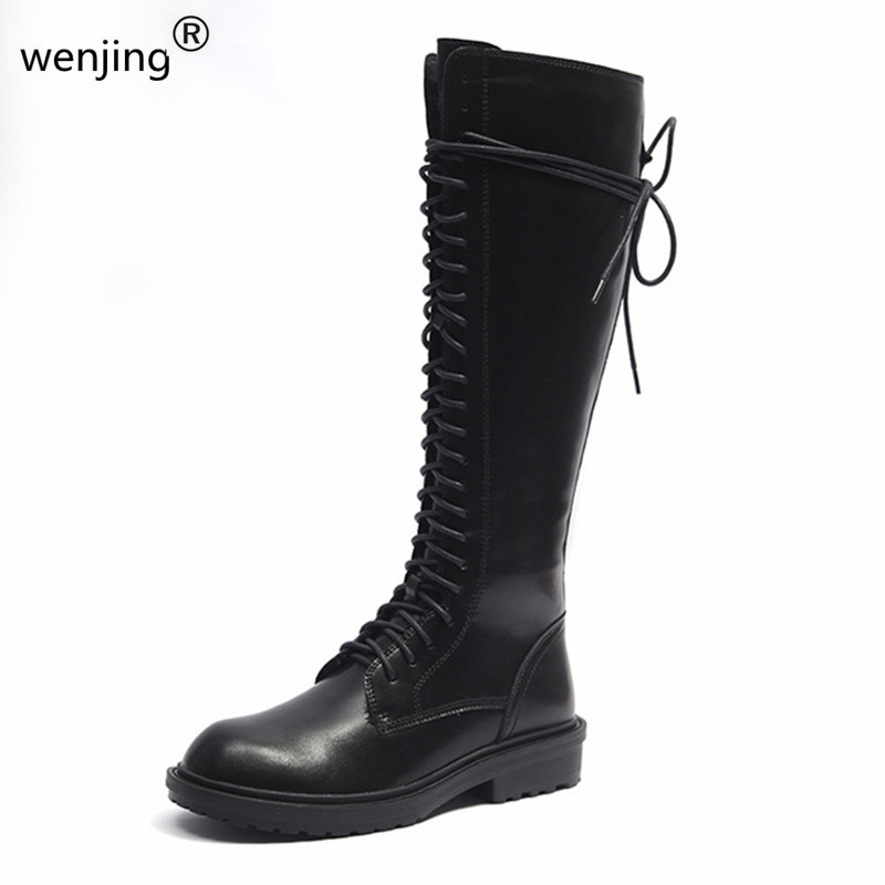 

2020 fashion winter autumn women 3 cm heel high Knee High Leather Shoes lady Boots, Black
