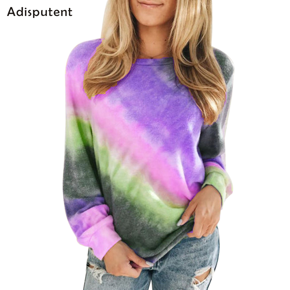 

Adisputent 2020 Spring Womens Fashion Tie Dye Sweatshirt Crew Neck Tie-Dye Pullover Hoodie Female Long Sleeve Hoodie Plus Size MX200808, A green