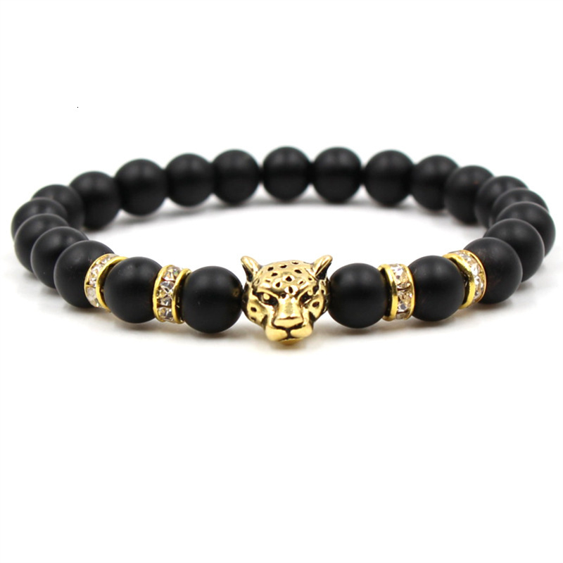 

2020 new leopard Beads bracelet Classic Natural Stone couple Bracelets for Men Women Fashion Jewelry Accessories best gift