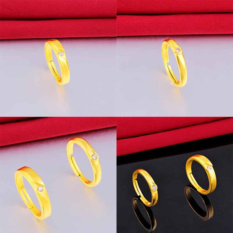 

Golden Color Exquisite Couple Engagement Rings Gold-plated Brass Couple Rings Fashionable Upscale Female Jewelry Wholesale