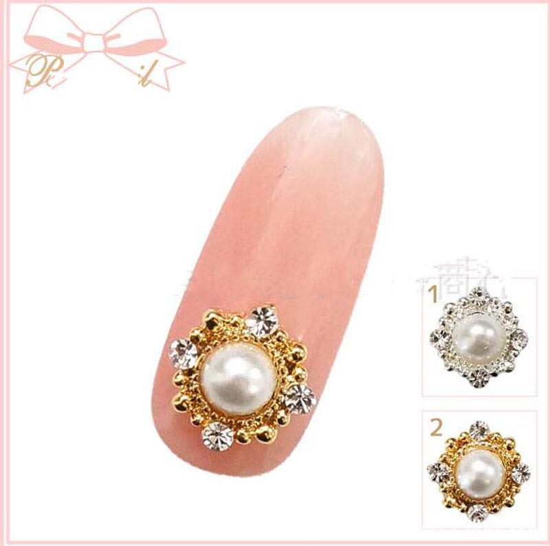 

10 pcs 3D Pearl AB Crystal Round nail decoration/ AB Rhinestone glitter charm Nail DIY deco/ jewelry handmade supply