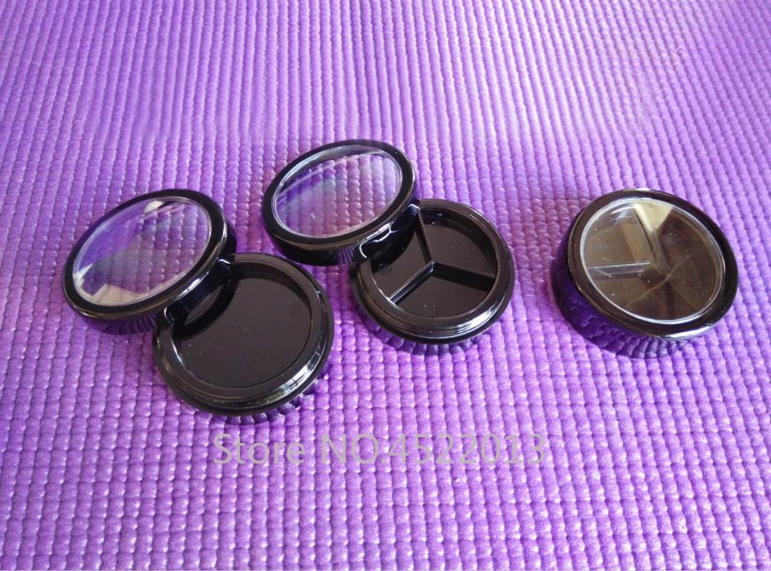 

50pcs100pcs 5G 3grids Round Portable Eyeshadow Sub Container, Empty Plastic Cosmetic Beauty Blusher Comapct Case, Lip Rouge Pot