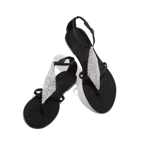 

BLWBYL 2020 Women's Summer Flat Sandals Comfortable Outdoor Shoes Rhinestone Toe Casual Platform Plus Size 43, Silver
