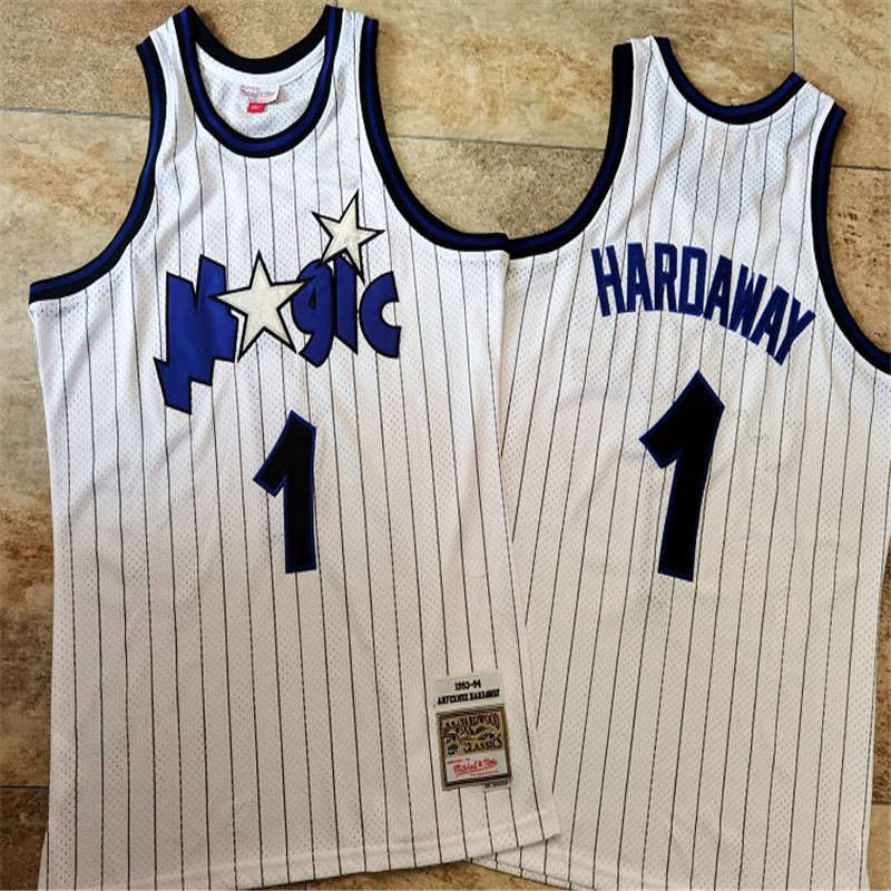 

Men Orlando Magic Anfernee Hardaway Mitchell & Ness 1993-94 1994-95 Bule White jersey, Black