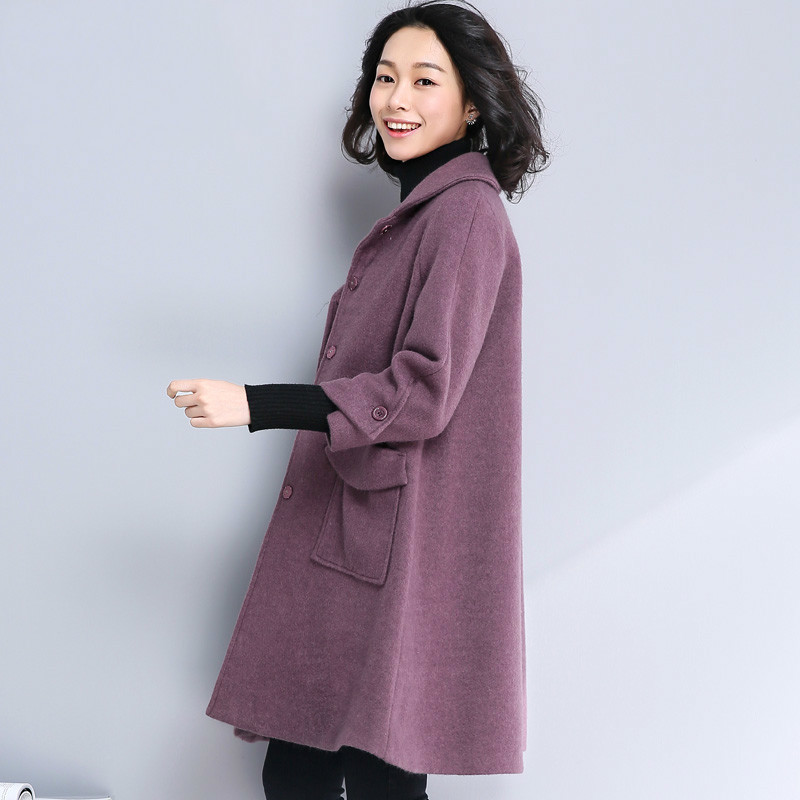 

Loose Wool Coat Women Large Size Cloak Woolen Coat Female Jacket Blue Long Autumn Winter 2020 Casaco Feminino KJ377, Light purple