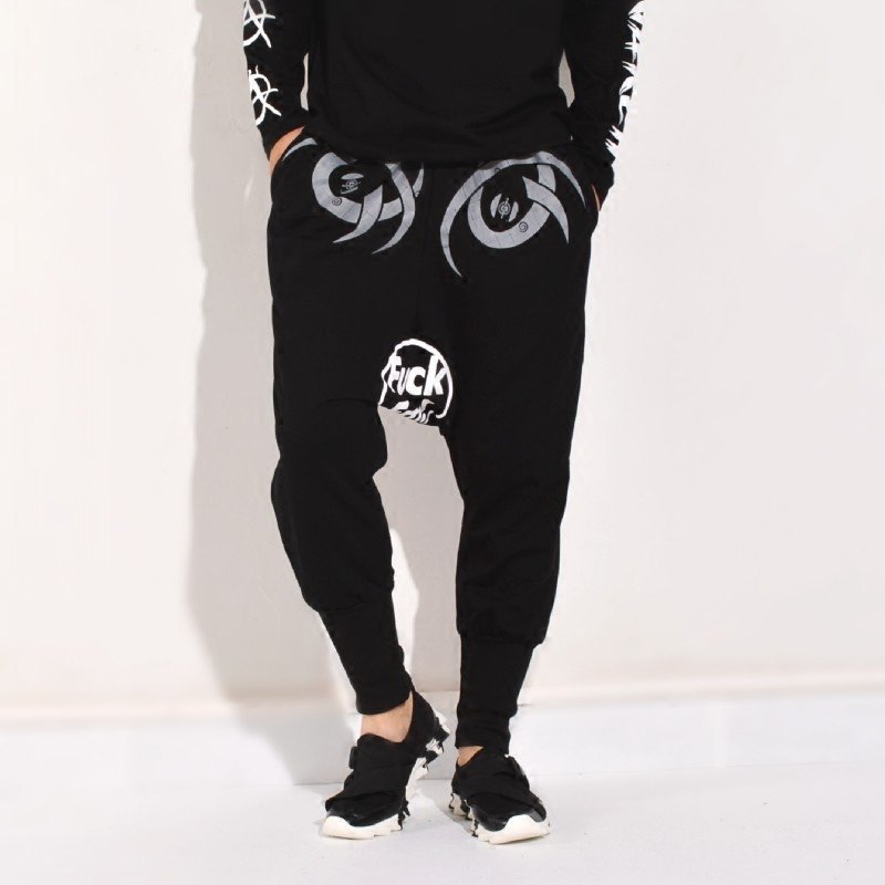 

28-38!2020 New spring and summer men's Fashion loose printing harem pants hiphop personality pants plus size singer costumes, As picture