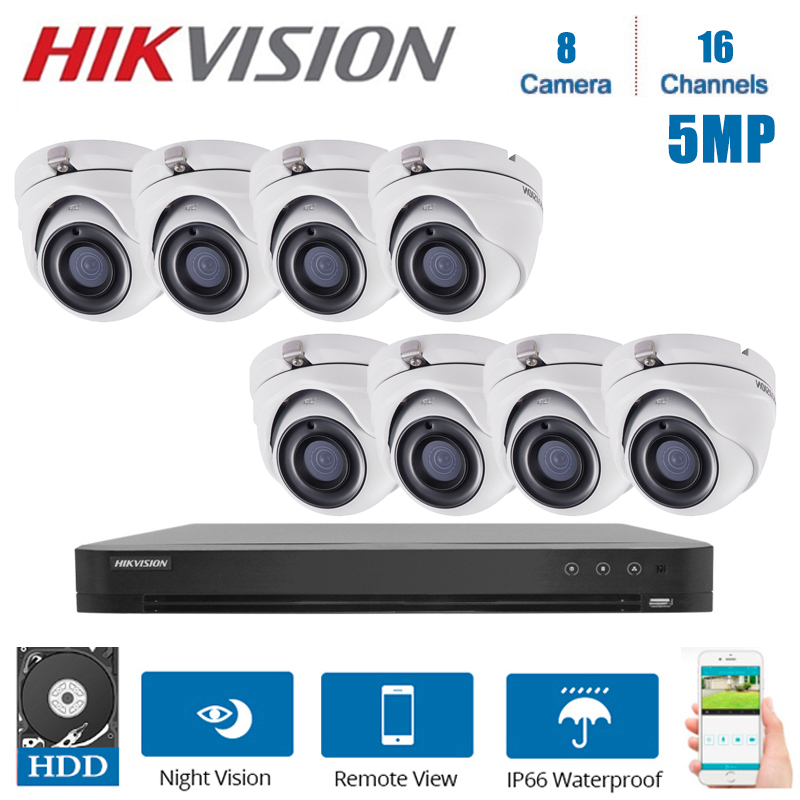 

16CH Network Hikvision Video Surveillance with 8Pcs 5MP indoor dome cameras Night Vision CCTV Security System Kits