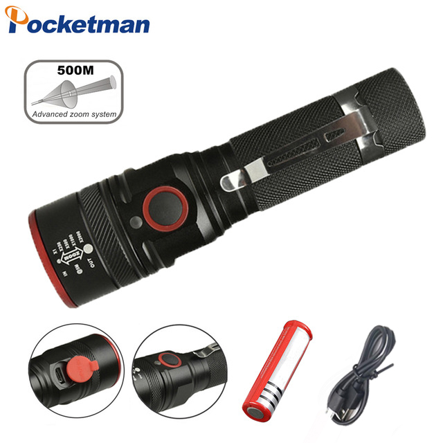 

5000LM Led USB Rechargeable Flash light with usb XML T6 portable Zoomable Lantern 3-Modes torch for 18650 battery