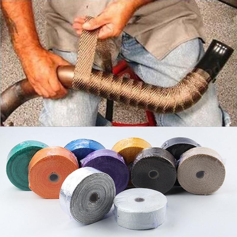 

5M Roll Fiberglass Heat Shield Motorcycle Exhaust Header Pipe Heat Wrap Tape Thermal Protection Exhaust Pipe Insulation Tape