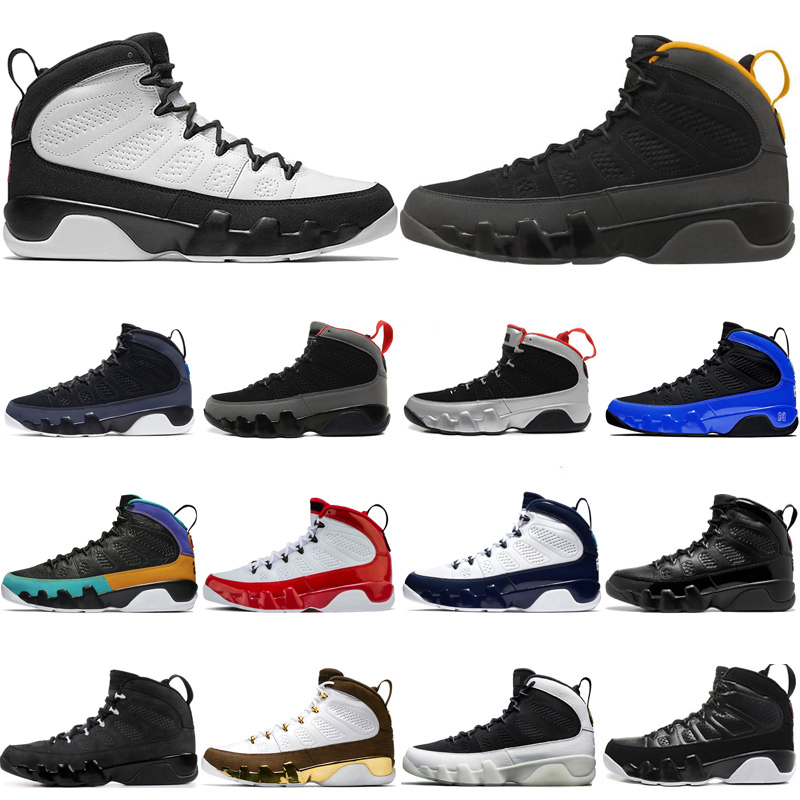 

University Gold 9 9s Men Basketball Shoes Racer Blue chameleon Gym Red 2010 RELEASE OG space jam Anthracite Mens Trainers Sports Sneakers, Unc