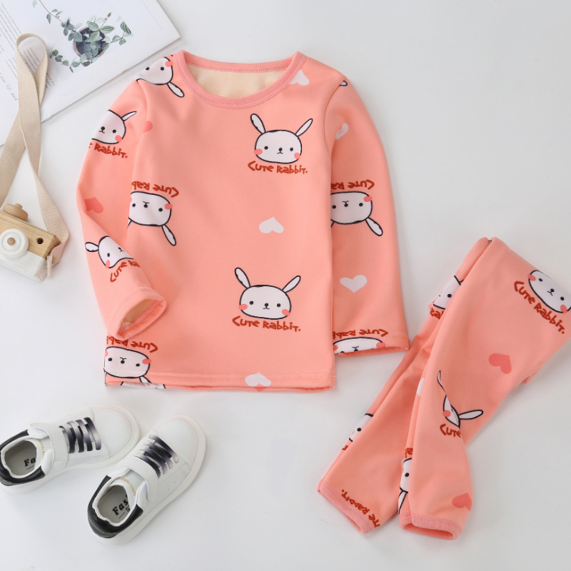 

Children's pajamas suits for baby toddler boys/girls Fleece warmth cartoon print tops pants home service, As picture