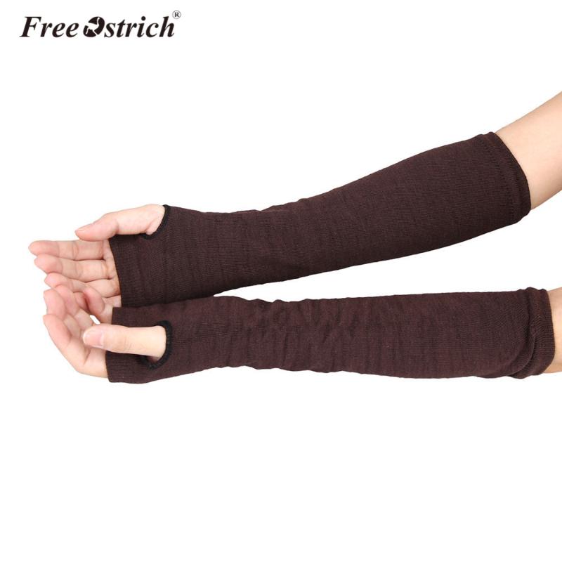 

Free Ostrich Long Gloves Gloves Solid Winter Autumn Hand Warmer Mitten Guantes Mujer Women Knitted Long Fingerless NEW