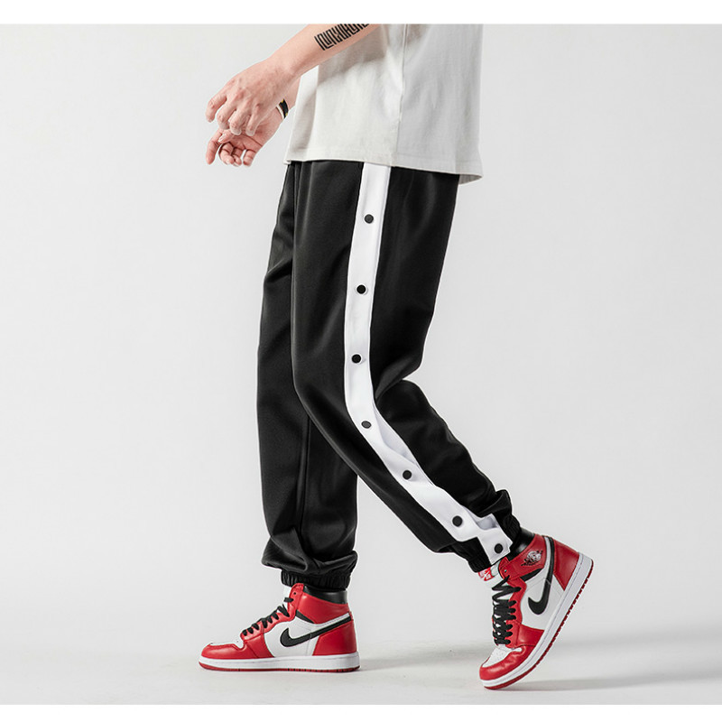 2021 Men Basketball Pants Side Striped Button Easy To Wear Mens Casual ...