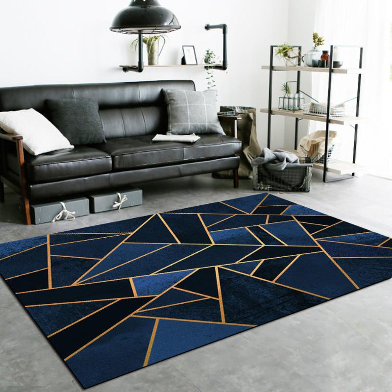 

Geometric Lines Carpets For Modern Living Room Blue Black Gray Gold Green Yellow Triangular Marble Rugs Nordic Ins Home Decor, Dark green black