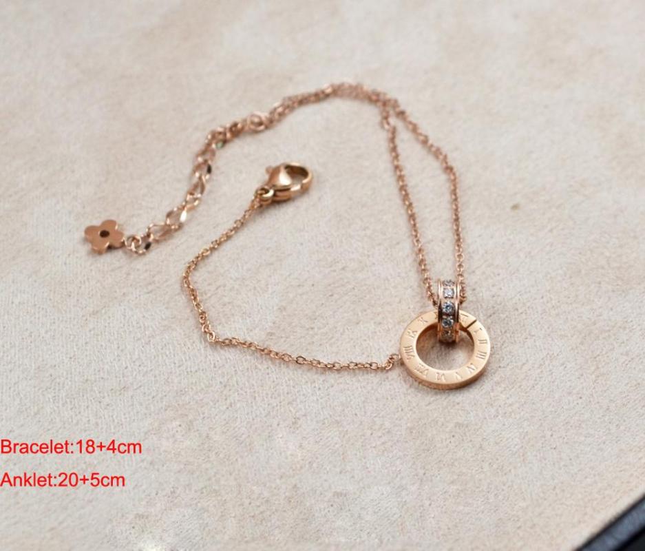 

Rose Number Double Loop Bracelet Titanium Steel rose gold color high Quality Crystal Bracelet Jewelry drop shipping