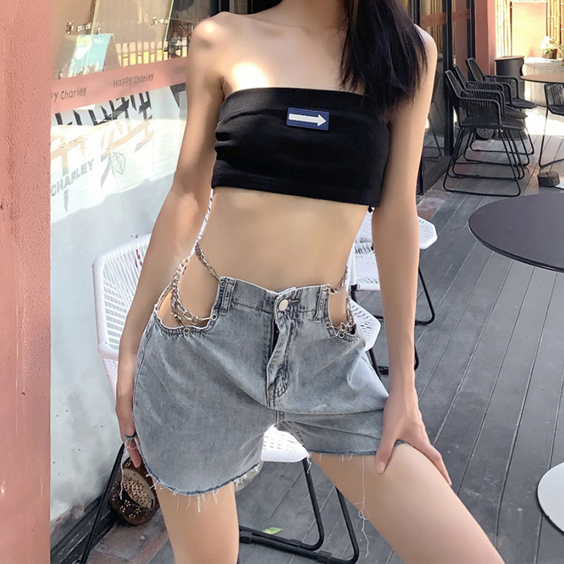 

MyZyQg Hollow Denim Shorts Korean Style Fashion Women Casual Summer Sexy High Waisted Loose Thin Shorts Short Jeans, Blue