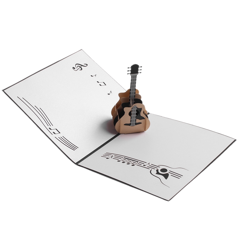 

3D -up laser cut old card guitar postcard birthday happy greeting card