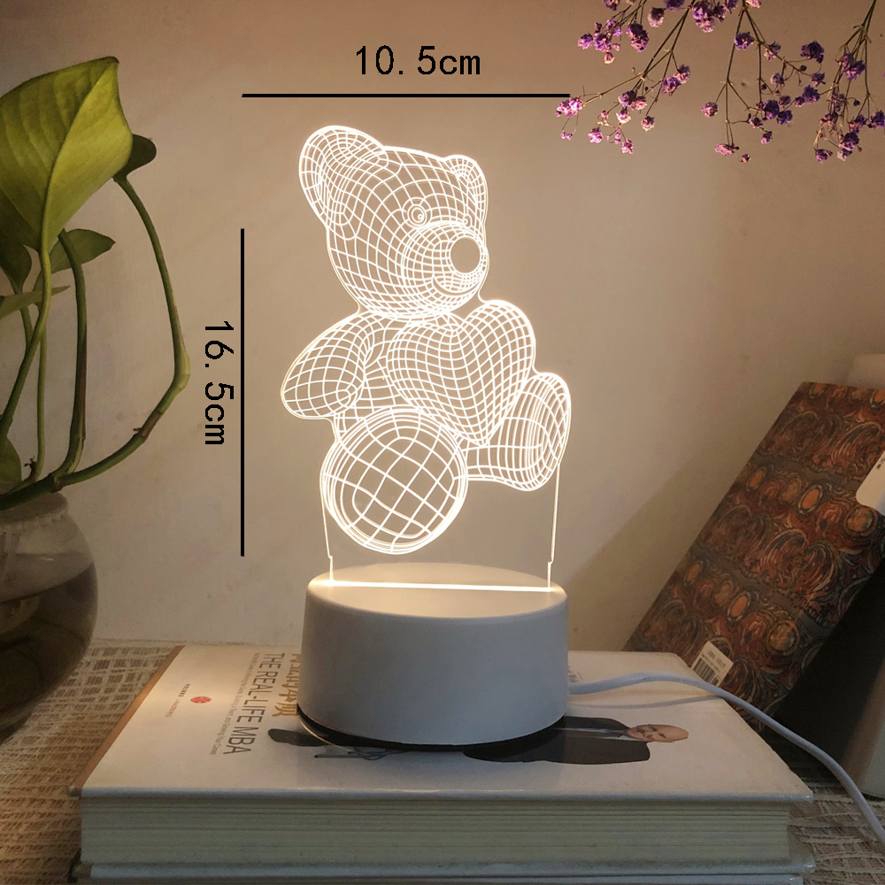 

Light 3D Small Night-light Desk Lamp Gift Lamp USB Touch Remote Control Originality Cozy Bedside Lamp New Xiaoxiong 7 colour led lights