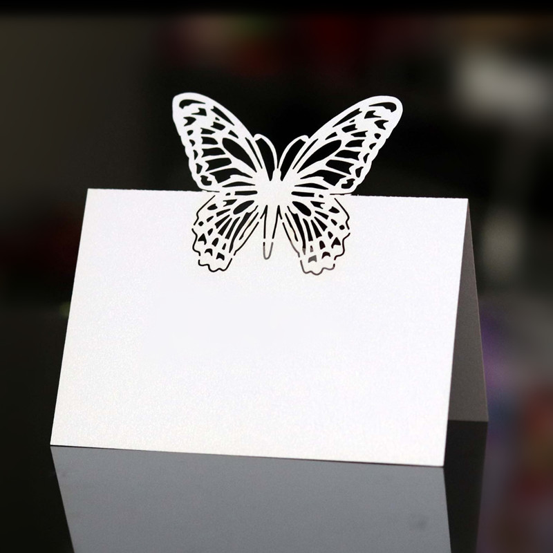 

White Butterfly Wedding Seat Card 100pcs Hollow Sign In Card Wedding Table Decoration Digital Decoration 6Z