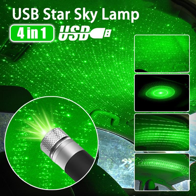 

Car Decorative light 4 in 1 USB Car Roof Atmosphere Star Sky Lamp Ambient Star Light Multiple Lighting Adjustable Night