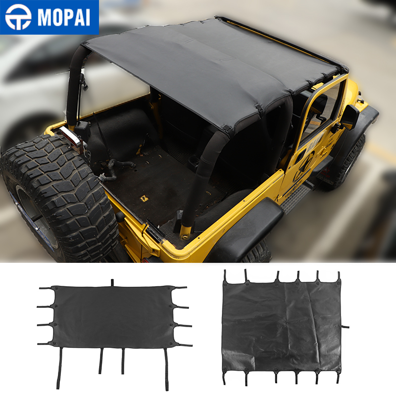 

MOPAI Car Cover for Wrangler TJ Leather Soft Roof Sunshade Anti UV Sun Cover for Wrangler TJ 1997-2006 Accessories