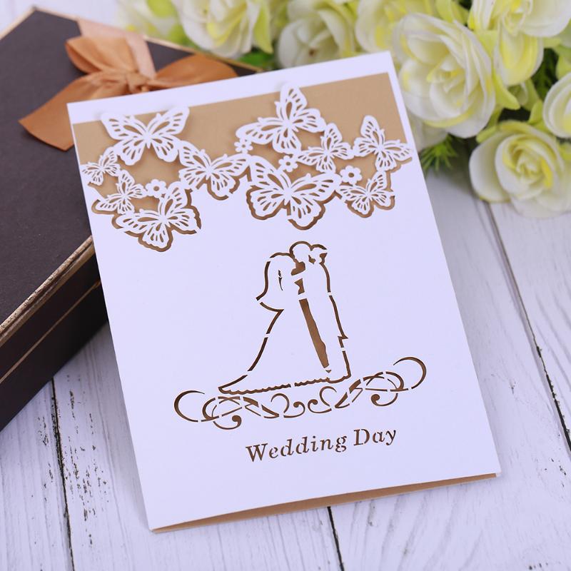 

Laser Cut Greeting Wedding Invitations elegant Card cover and inner paper vintage postcards for Baby Shower Party Supplies