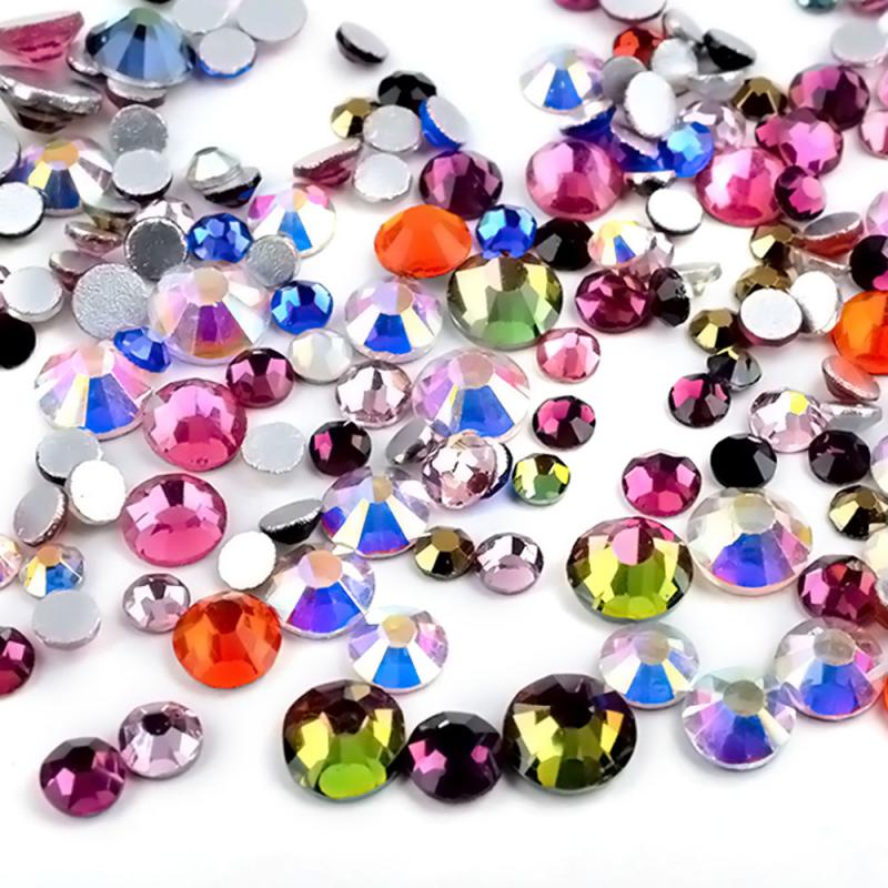 

300Pcs/bag 3D Nail Art Rhinestone Mix Sizes Multi-color Flat Bottom Chameleon Crystals Nail Studs DIY Decorations for Nails