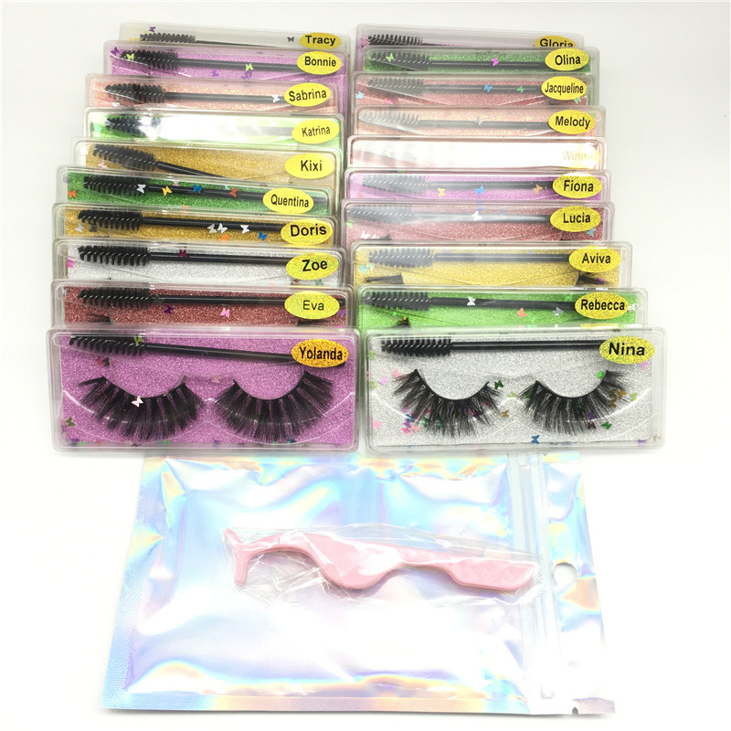 

Hot Styles Natural False Eyelashes Soft Light Fake 3D Mink Eyelash Glitter Eye Lash Extension With Lashes Tweezer Brush Makeup