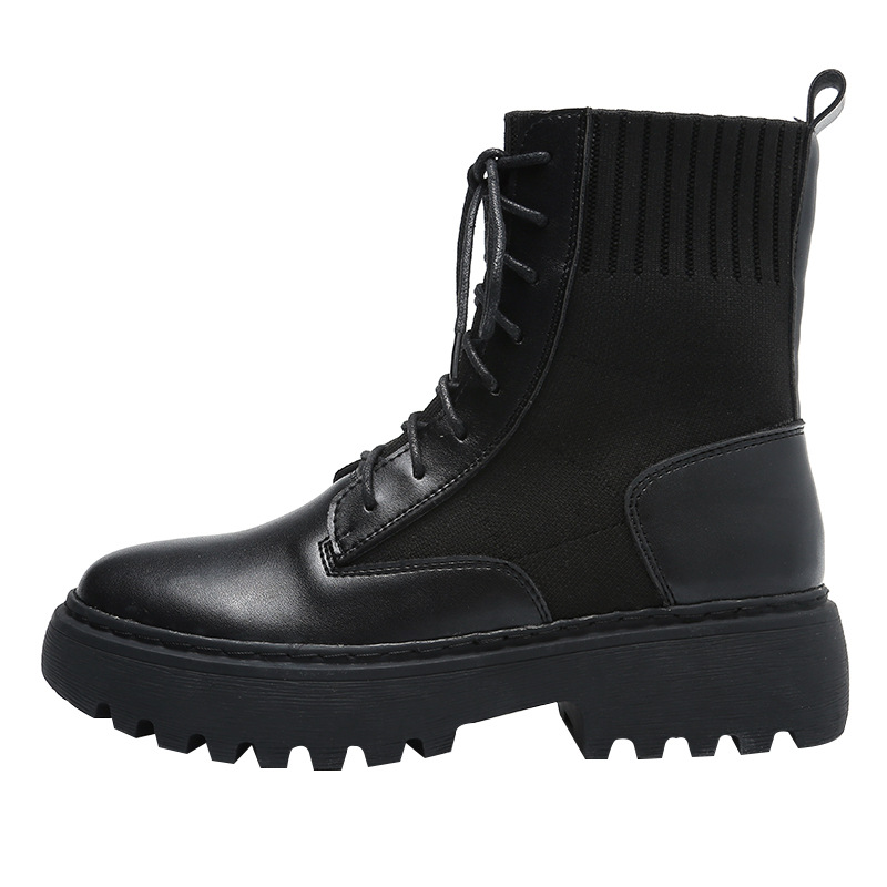 

CEVABULE Winter Ankle Boots Women New Boots Women British Style Thin Thick Bottom Ankle Large Size 41-43 YZX-185, Black