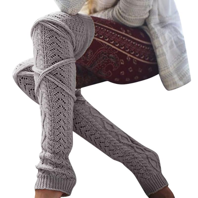 

Women Knitted Long Boot Stocking Over Knee Thigh High Warm Stocking -MX8, Red
