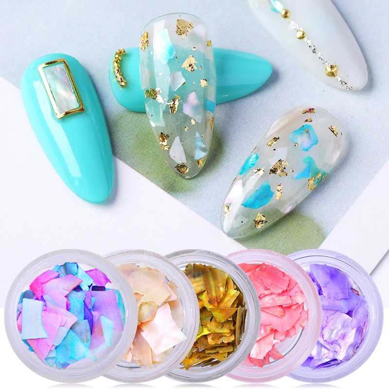 

1 Box Nail Seashell Natural Rhinestones Mixed Size Holographics Nail Studs Jewelry 3D Art Decorations for Nails Design