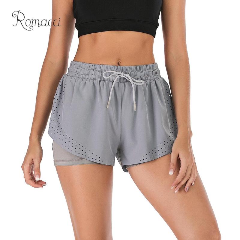 

Women Summer Running Shorts Elastic Waist with Waist Rope Quick Dry Loose Sports Fitness Gym Workout Sportswear Female Short New, Black